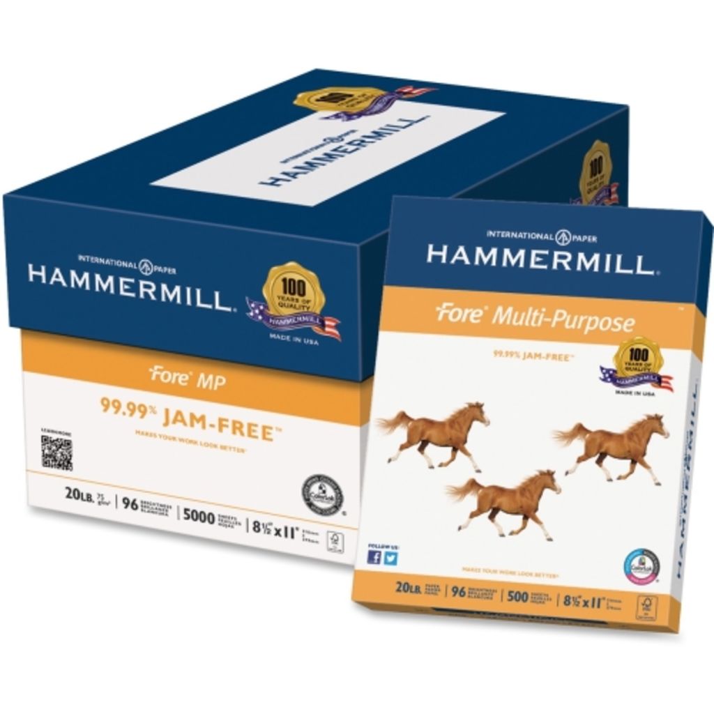 Image of Hammermill Fore Multipurpose Paper - Letter - 8 1/2" x 11" - 20 lb Basis Weight 