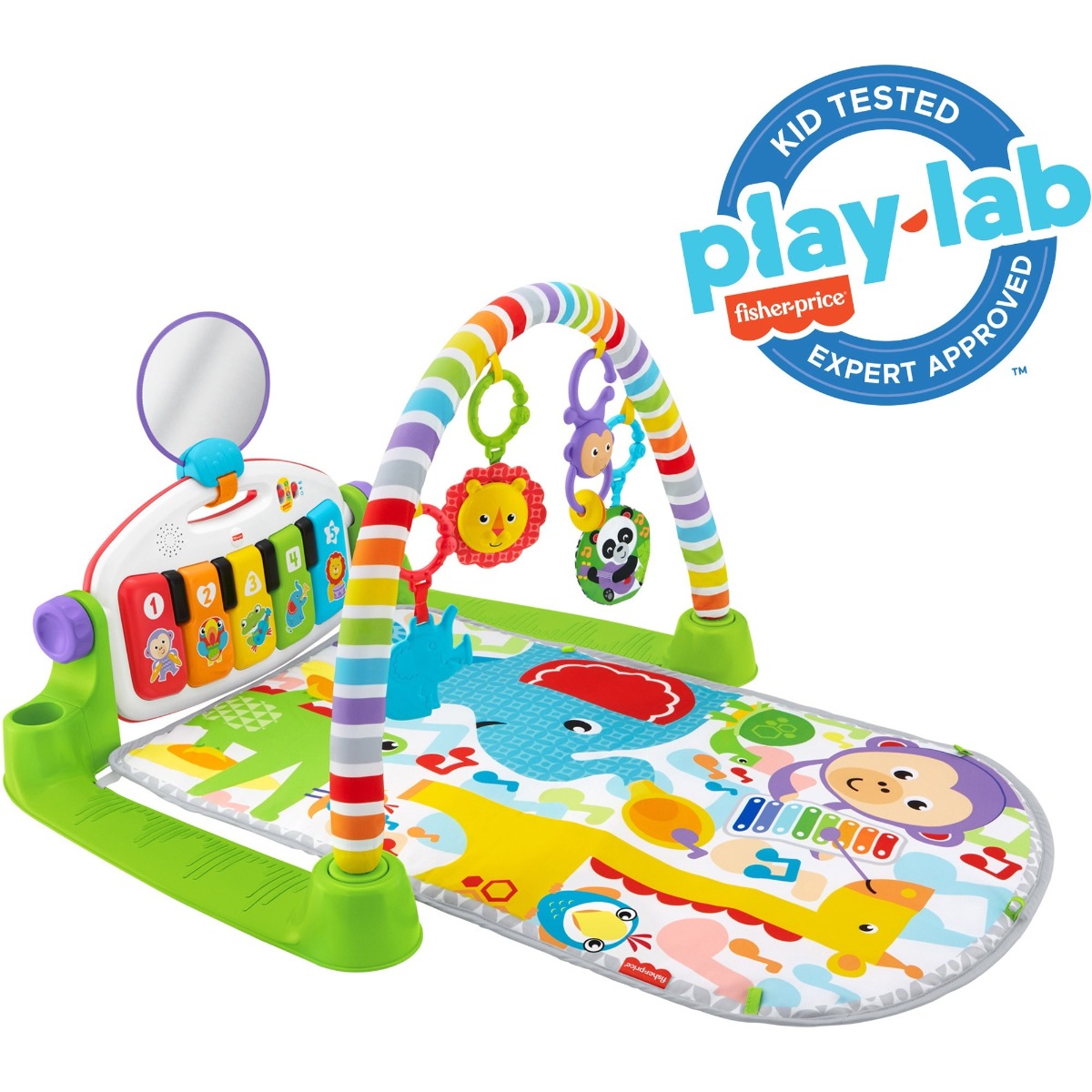 Image of Fisher-Price Deluxe Kick & Play Removable Piano Gym, Green
