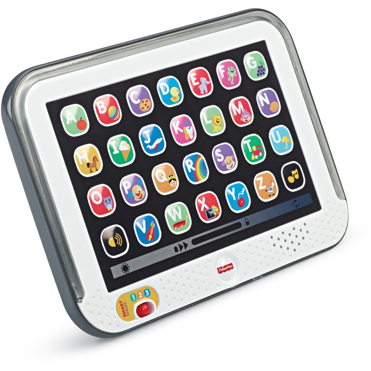 Image of Fisher-Price Pretend Tablet Learning Toy With Lights And Music, Gray, Baby And T