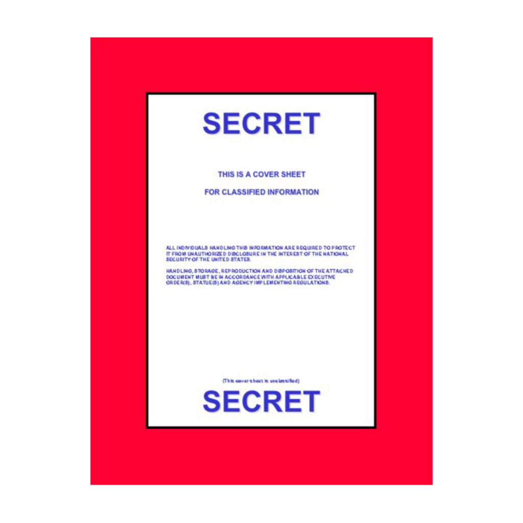 Image of Standard Form 704 Secret Cover Sheet