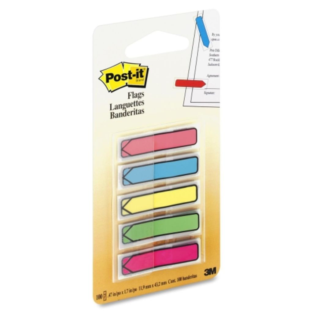 Image of Post-it&reg; Arrow Flags, 1/2" Wide, Assorted Bright Colors, On-the-Go Dispenser