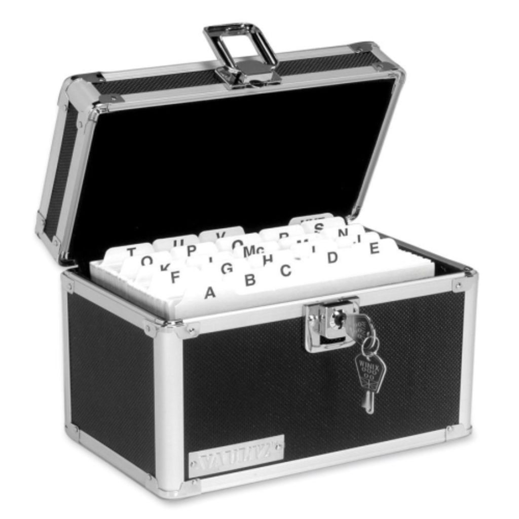 Image of Vaultz Sturdy Locking Card File - 350 Card - Black