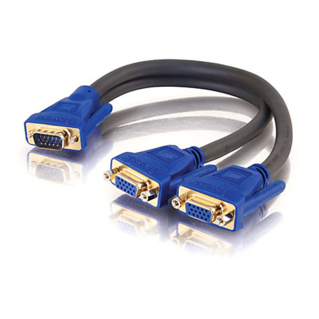 Image of HD15 Male to Two HD15 Female SXGA Monitor Y-Cable