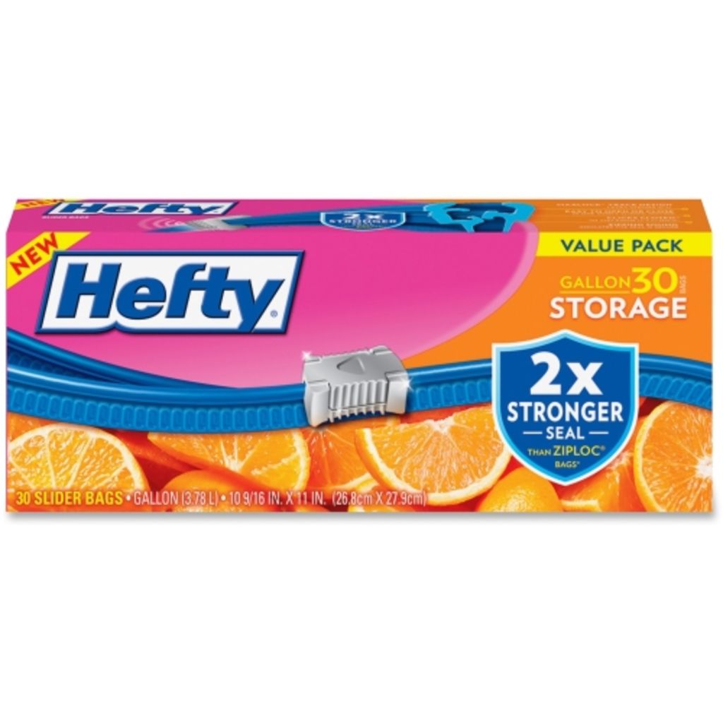 Image of Hefty Gallon Storage Slider Bags - 1 gal - Clear - Plastic - 30/Box - Food Offic