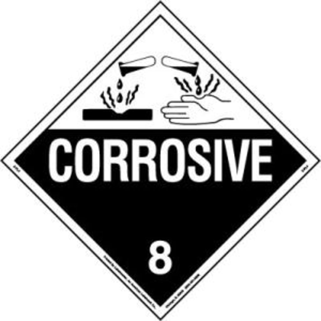Image of Labelmaster Corrosive Placard Worded Tagboard - "Corrosive 8" - 10.8" Width x 10