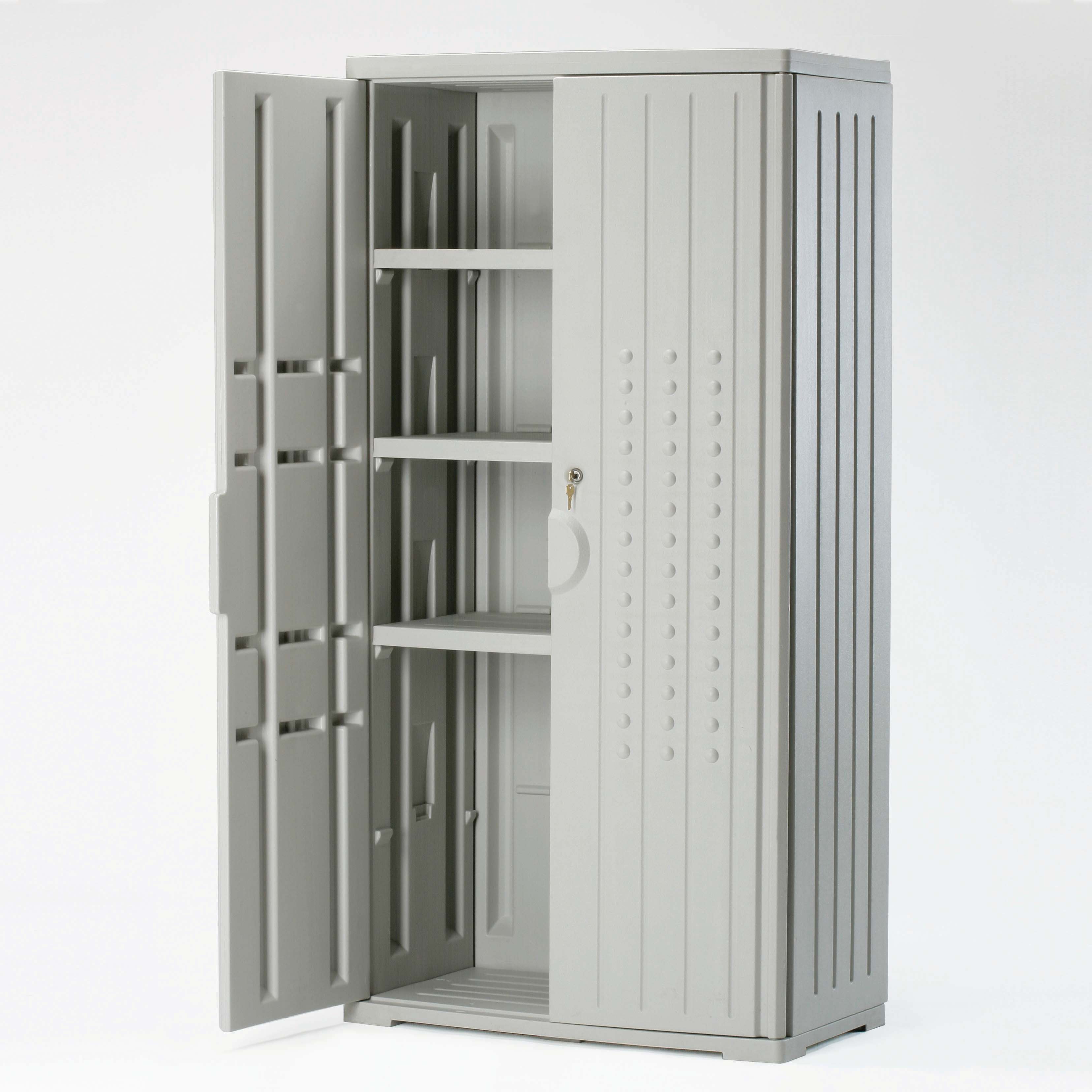 Image of Officeworks Resin Storage Cabinet, 33w X 18d X 66h, Platinum