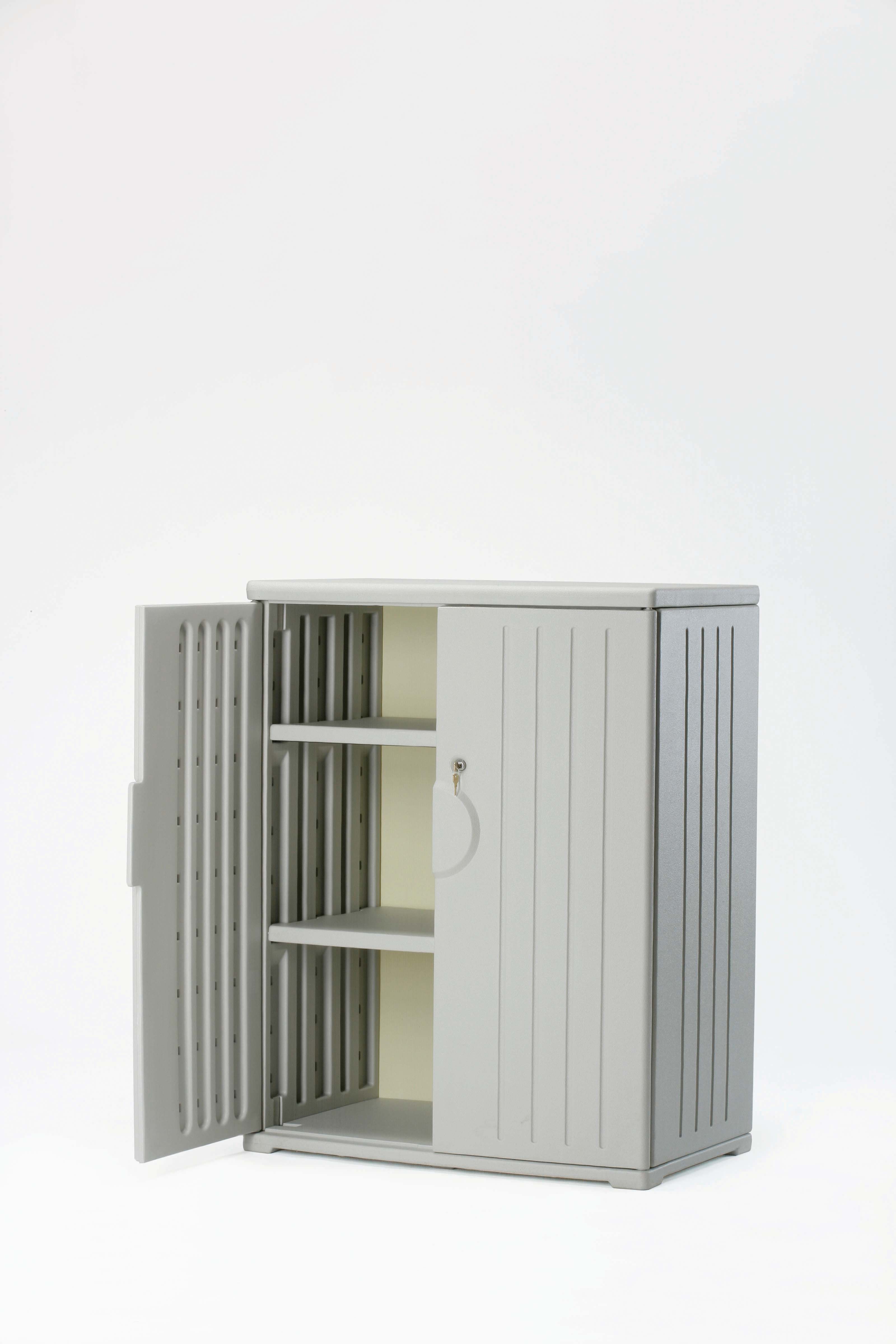Image of Officeworks Resin Storage Cabinet, 36w X 22d X 46h, Platinum