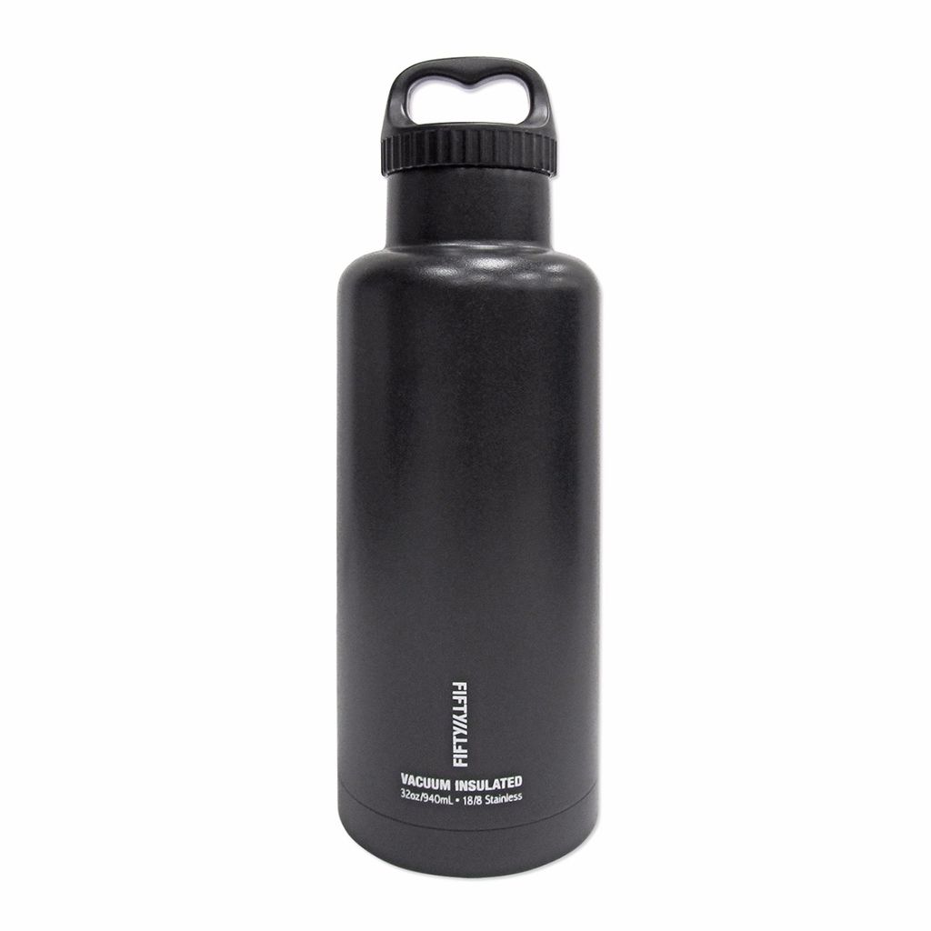 Fifty/Fifty - 32oz. Double-Wall Vacuum-Insulated Water Bottle - Stainless Steel