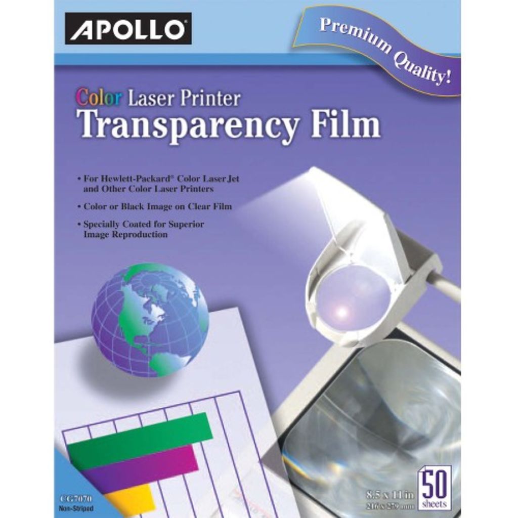 Image of Apollo Laser Inkjet Print Transparency Film (SKU: 968304)