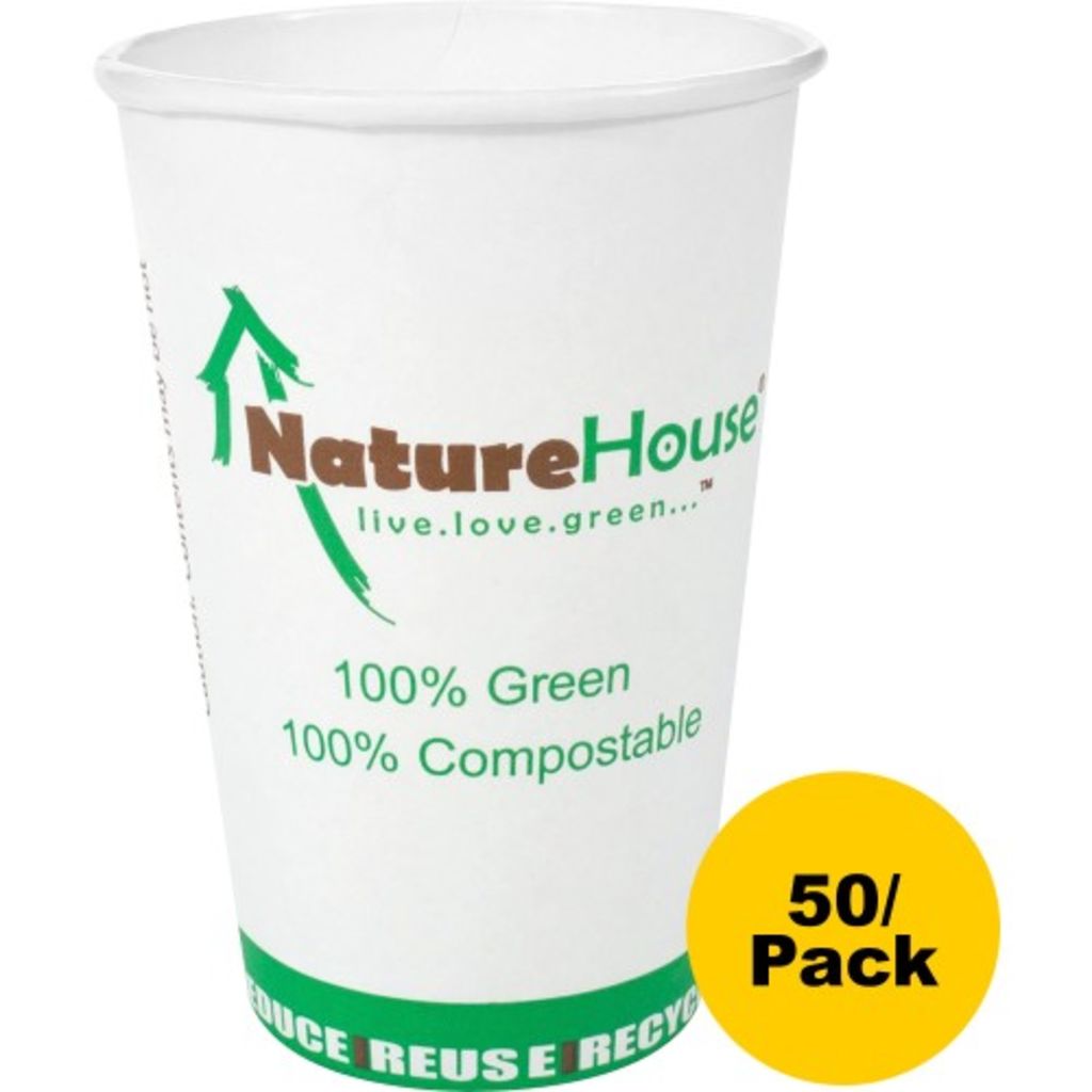 Image of Savannah Supplies Compostable Paper/PLA Cup - 16 fl oz - 50 / Pack - White - Pol
