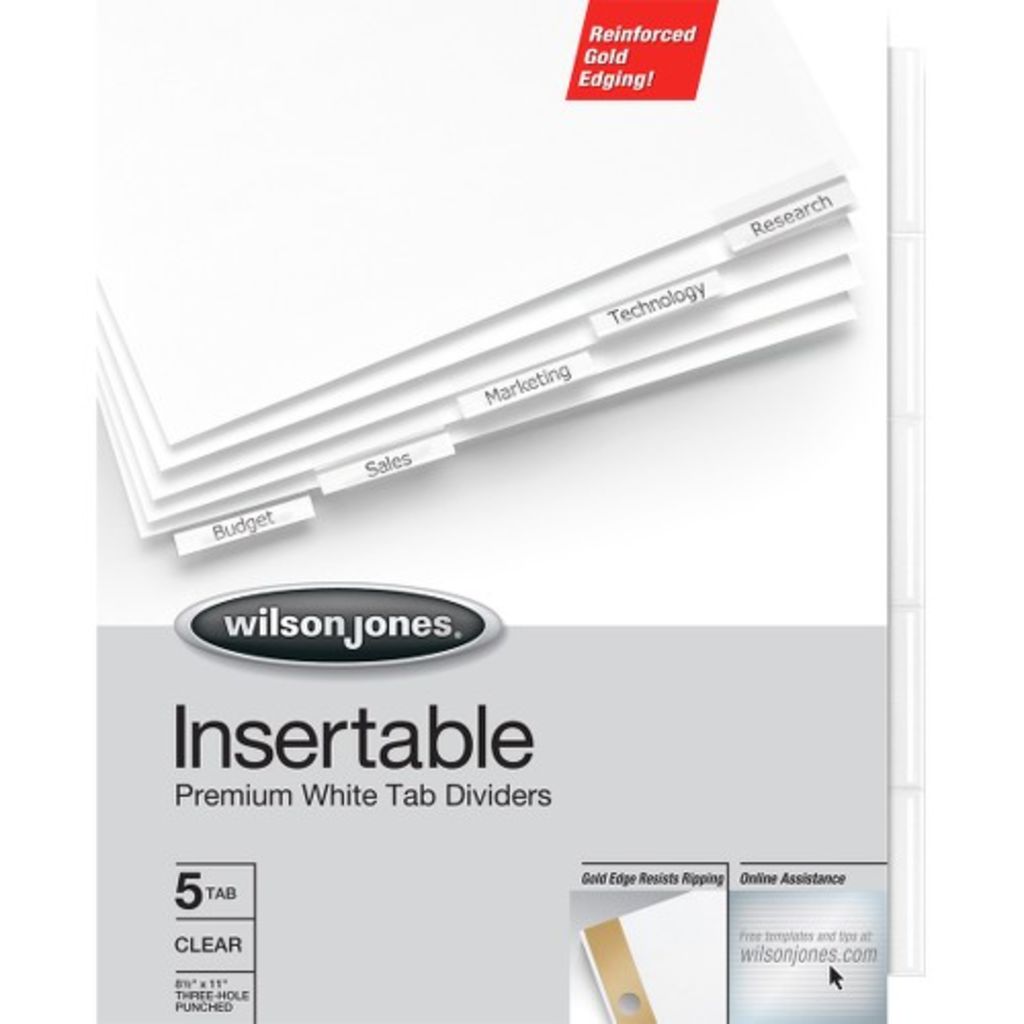 Image of Wilson Jones Gold Line Insertable 5-Tab Dividers (SKU: 991355)