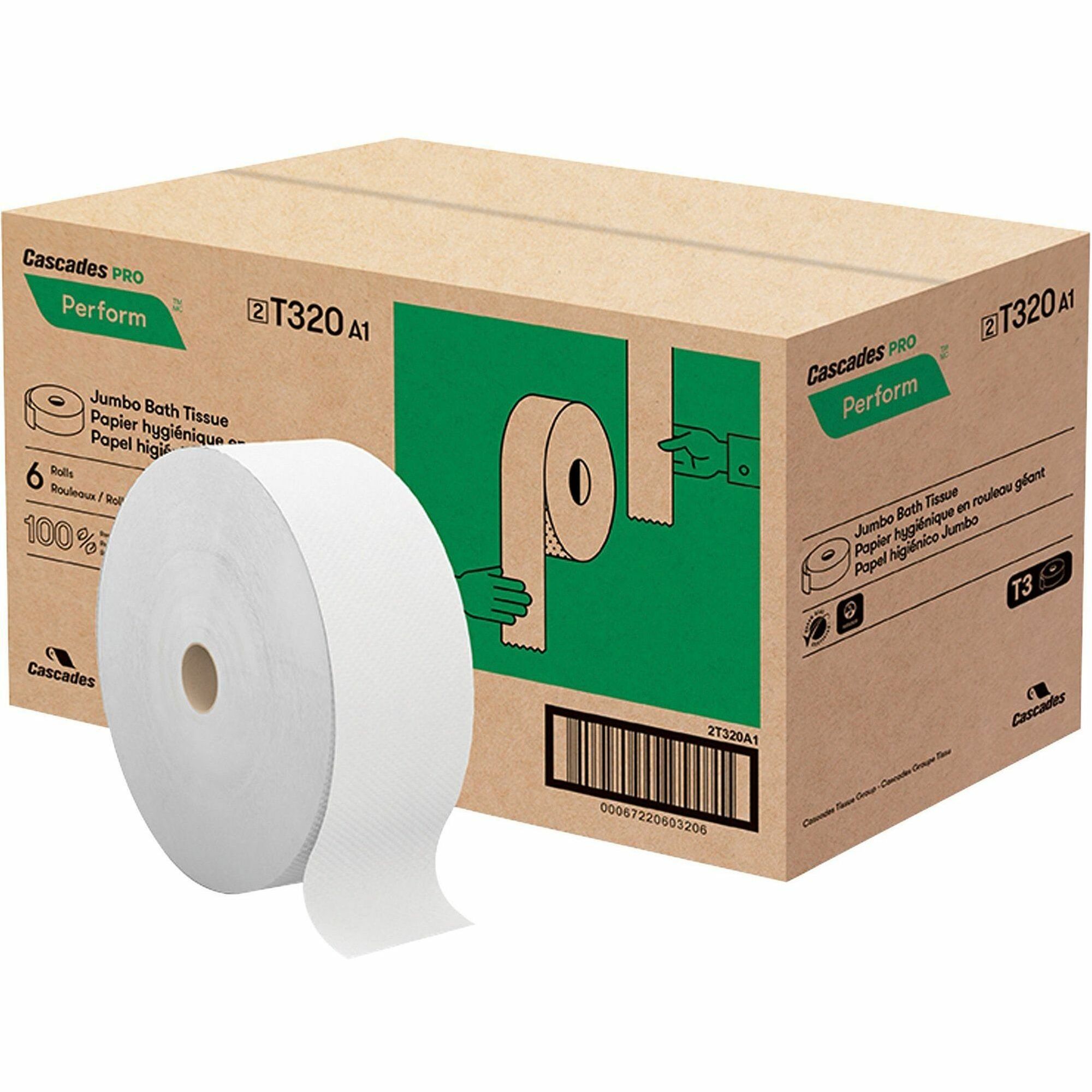 Image of Cascades Perform Jumbo Toilet Paper, 2 Ply, White (T320)